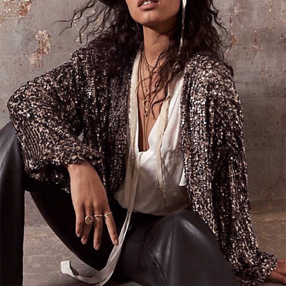 !IN! Delirium Sequin Lantern Balloon Sleeve Blazer